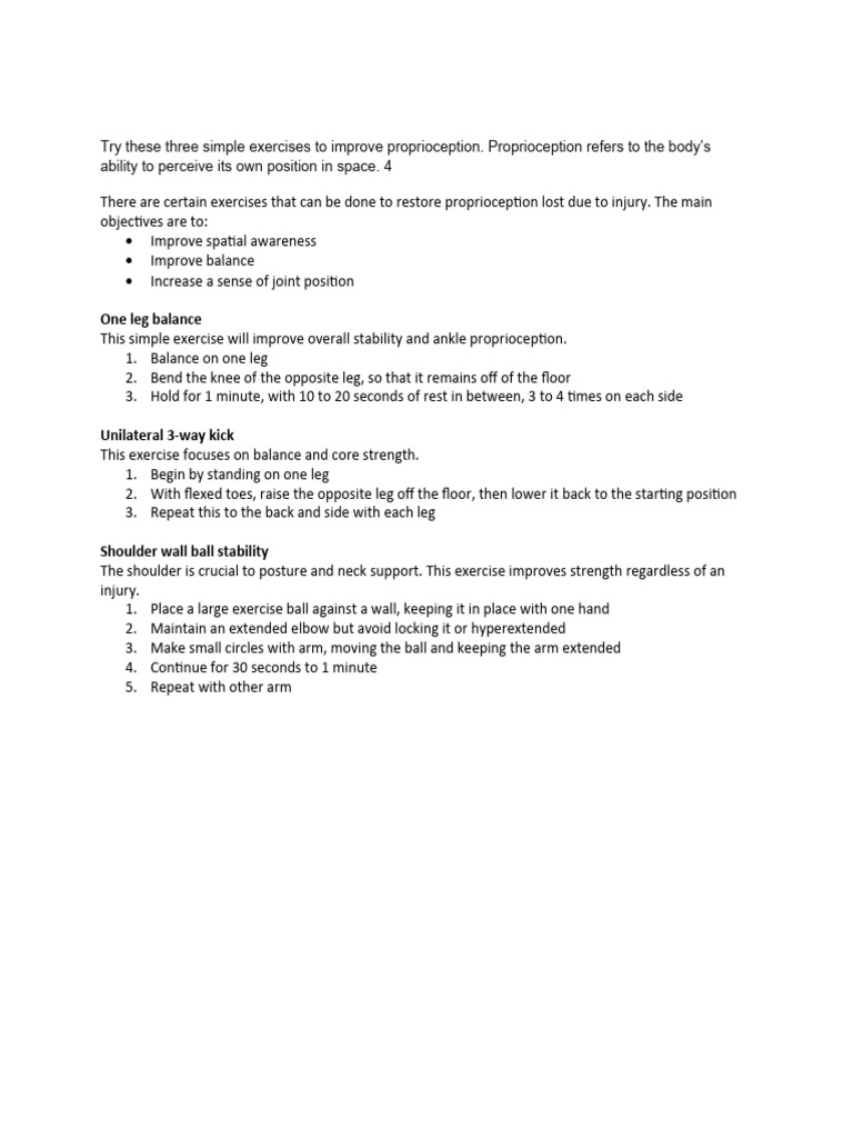 3 Exercises to Enhance Proprioception | PDF