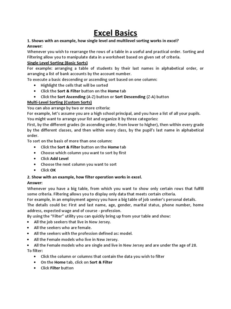 Excel Basic | PDF | Microsoft Excel | Application Software