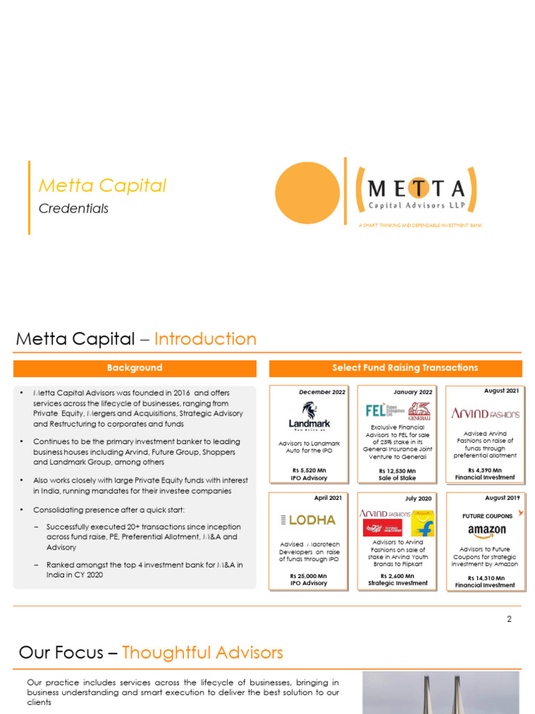 Metta Capital Profile | PDF | Business | Finance & Money Management