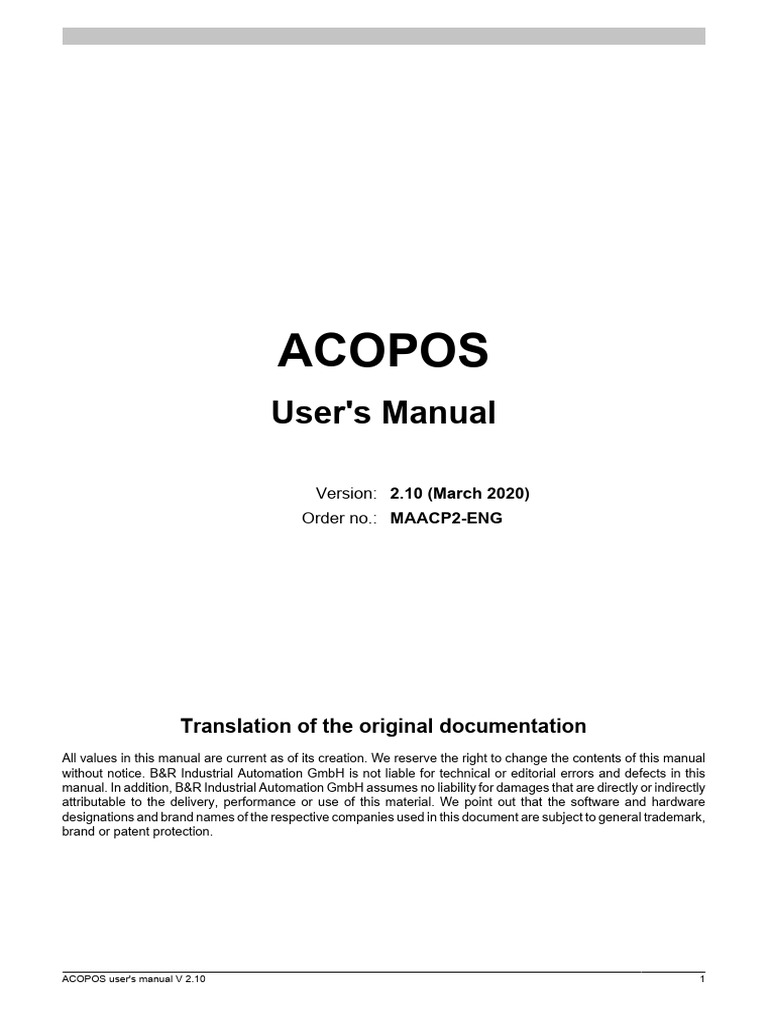ACOPOS User Manual V2.10 Overview | PDF