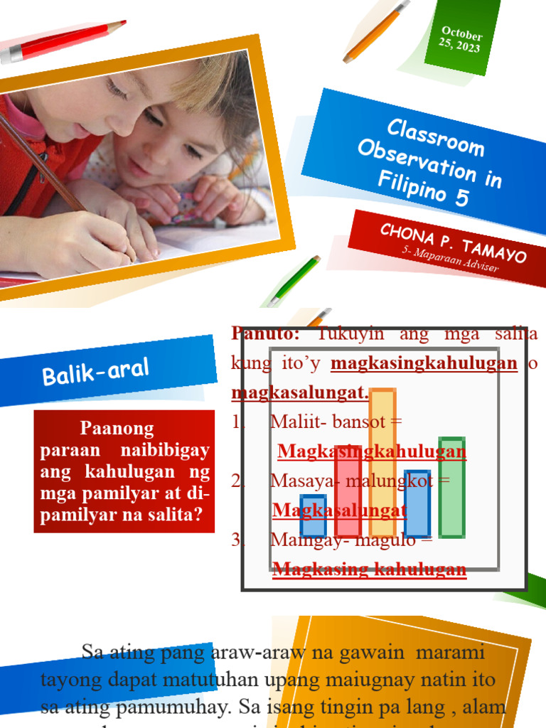 Classroom Observation In Filipino 5 Pdf