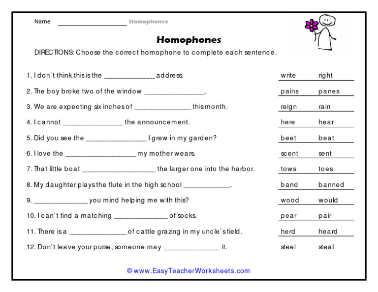 Homophones Practice | PDF