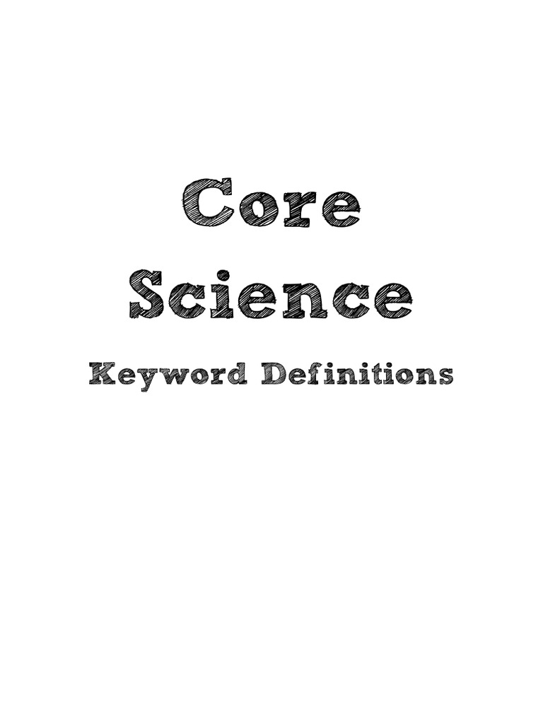 Core Science Keyword Definition Booklet PDF