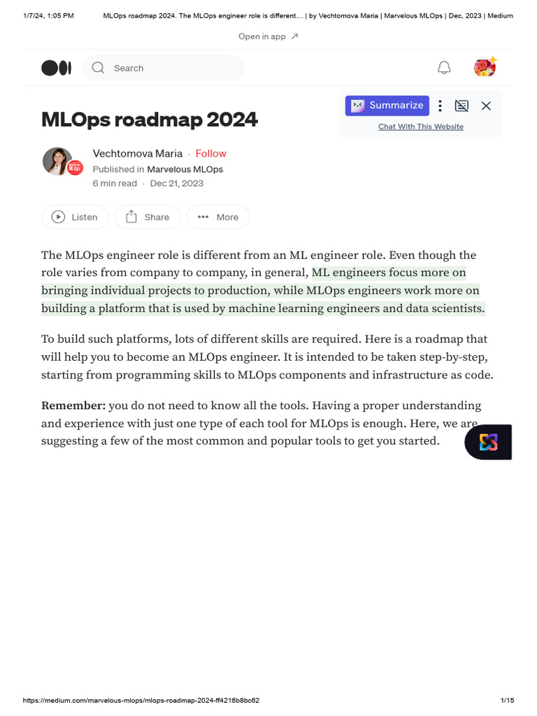MLOps Roadmap 2024. The MLOps Engineer Role Is Different - by ...