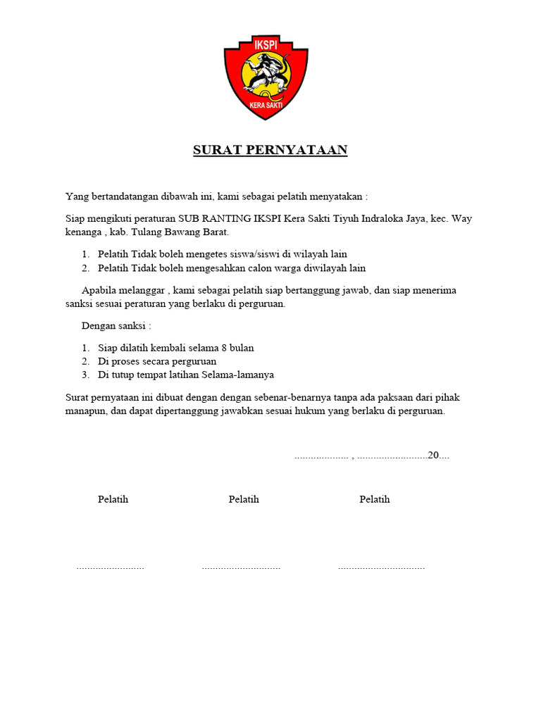 Surat Pernyataan Ikspi | PDF