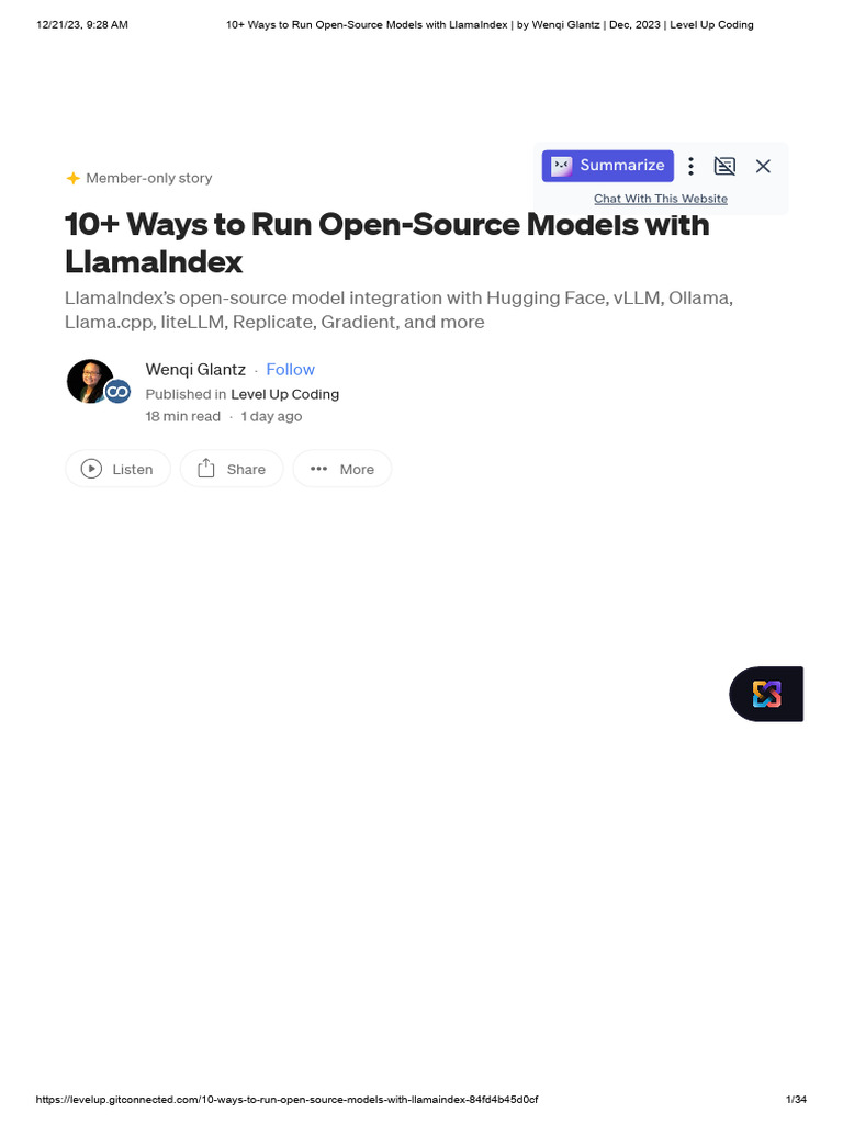 10+ Ways to Run Open-Source Models With LlamaIndex _ by Wenqi Glantz | PDF