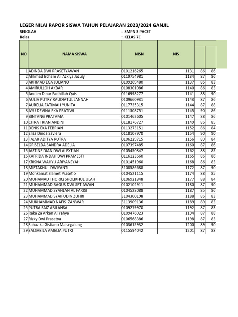 Leger - 20231 - KELAS 7C | PDF