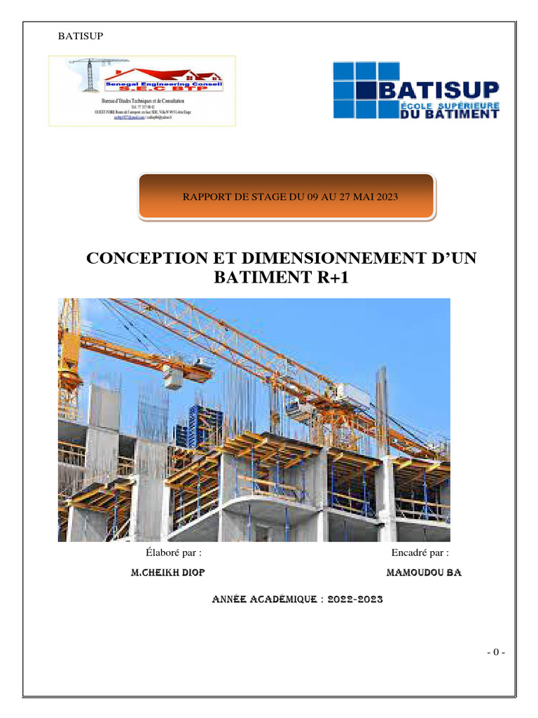 Conception d'un bâtiment R+1 : Rapport de stage | PDF | Béton armé ...