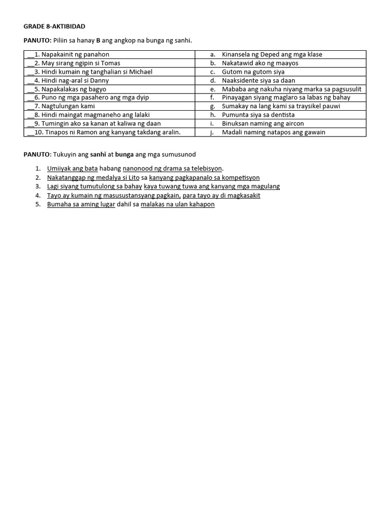 Grade 8 Aktibidad Pdf