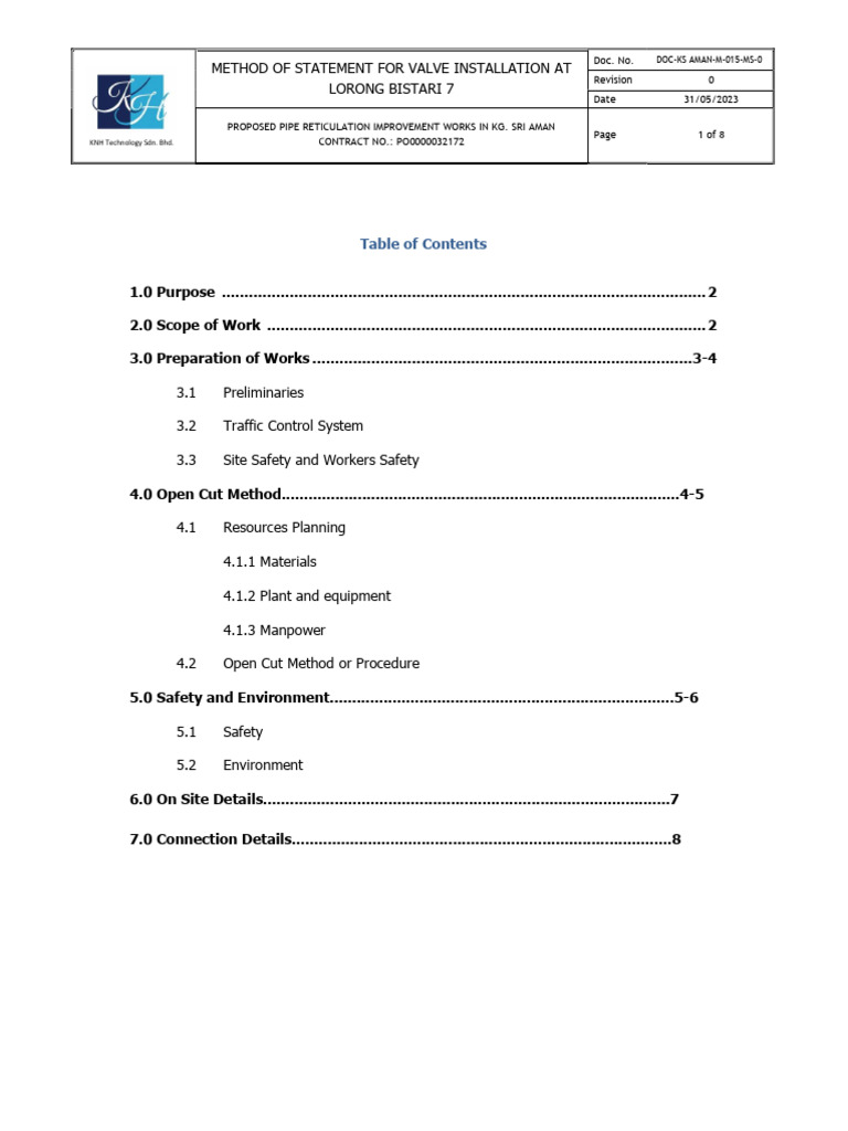 Valve Installation Method Statement | PDF
