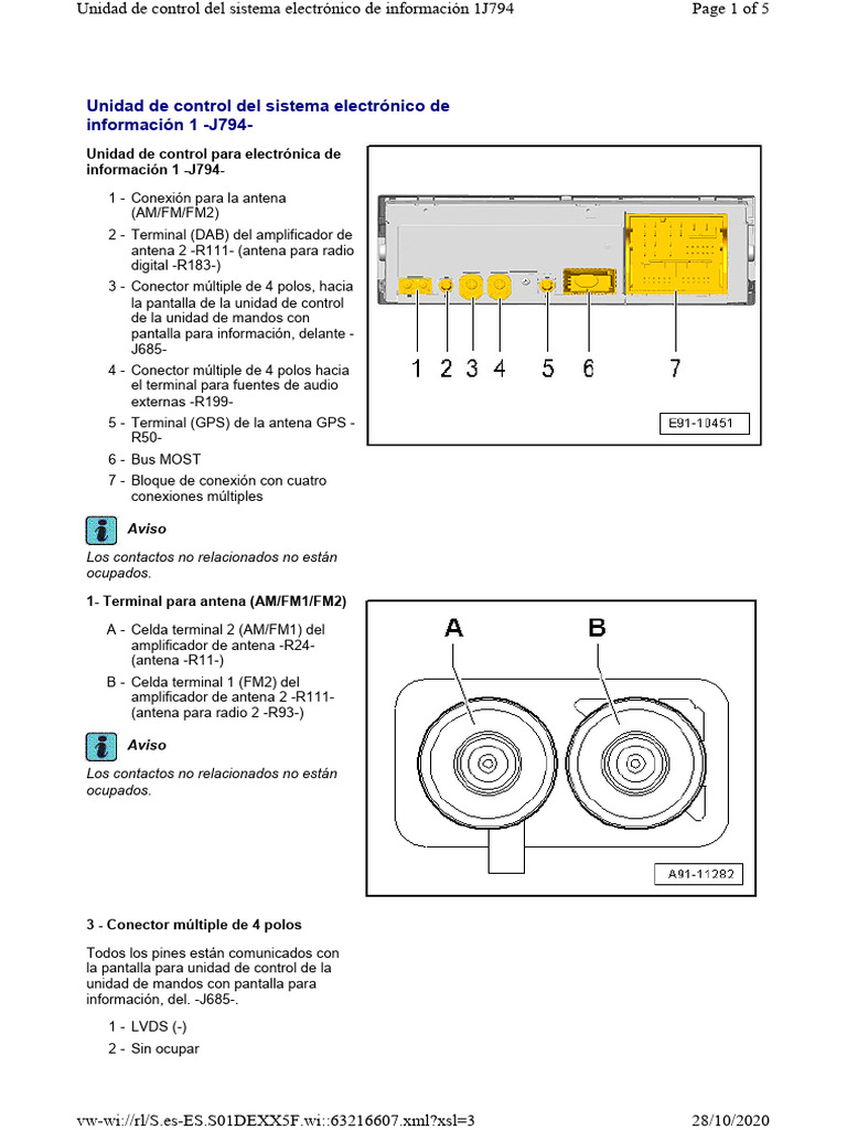 Conexiones Unidad Control Electrónica J794 | PDF | Altoparlante | Micrófono