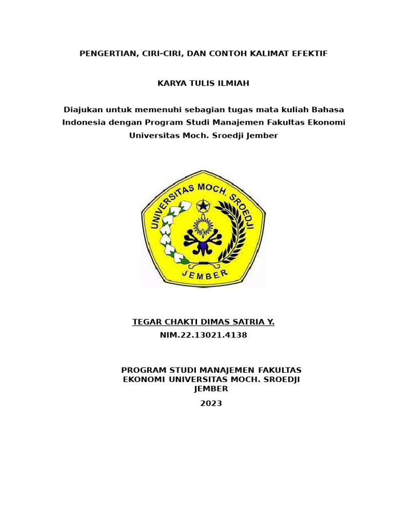 Ciri dan Contoh Kalimat Efektif | PDF | Karier & Perkembangan | Seni ...