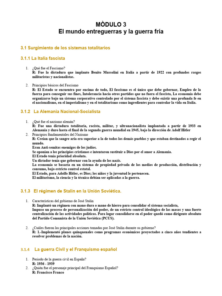 Guia de Estudio Módulo 3 y 4 HU | PDF | Política mundial | Unión Soviética