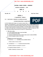 CBSE Class 9 French Question Paper SA1 2012