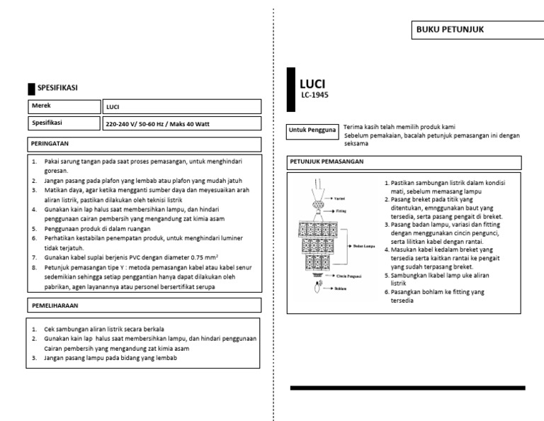Buku Petunjuk LUCI LC-1945 | PDF | Griya & Taman