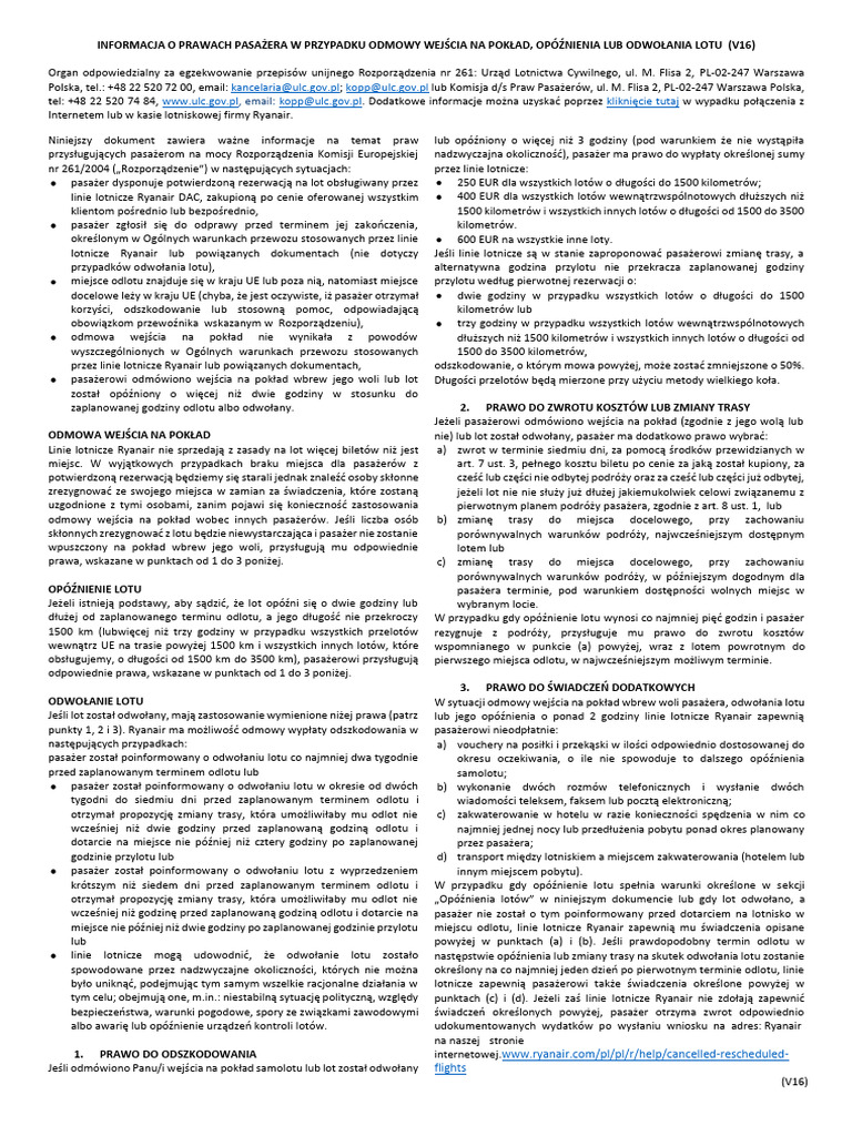 EU261 For Poland - PL V16 | PDF