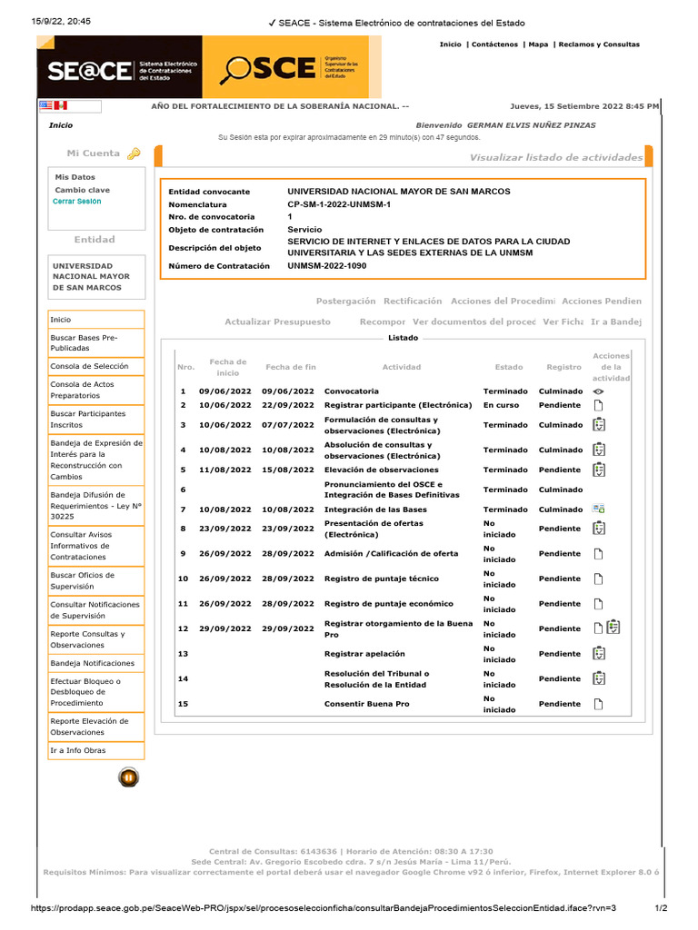 Buscador Público SEACE UNMSM | PDF