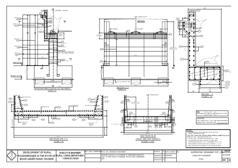 RCC Abutment Drawing for Bridge | PDF