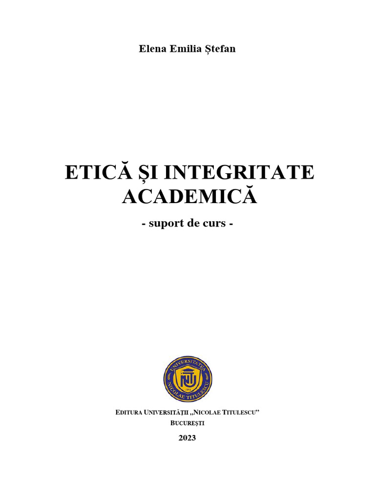 Etica Si Integritate Academica | PDF
