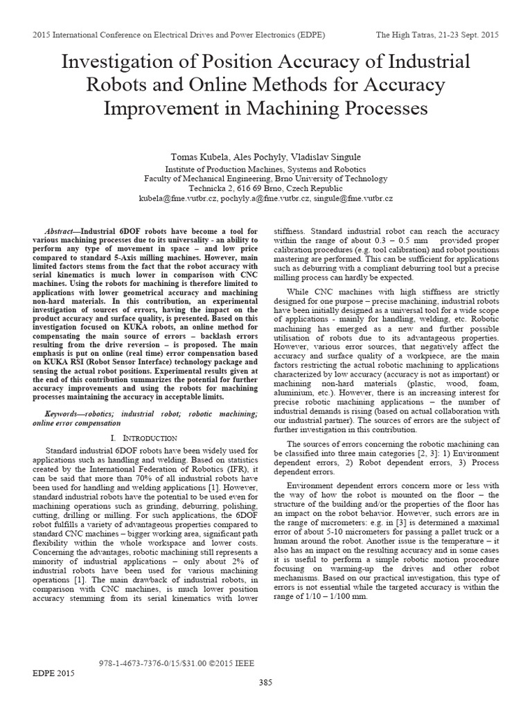 Investigation of Position Accuracy of Industrial | PDF