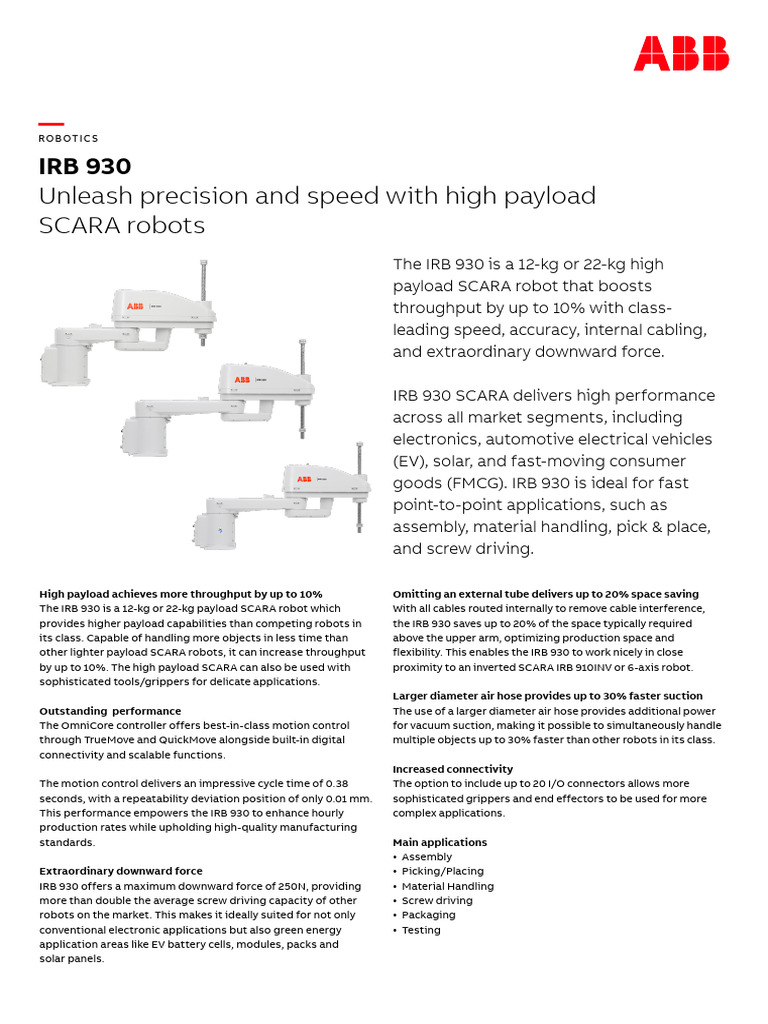 Datasheet - IRB 930 - 20231113 | PDF