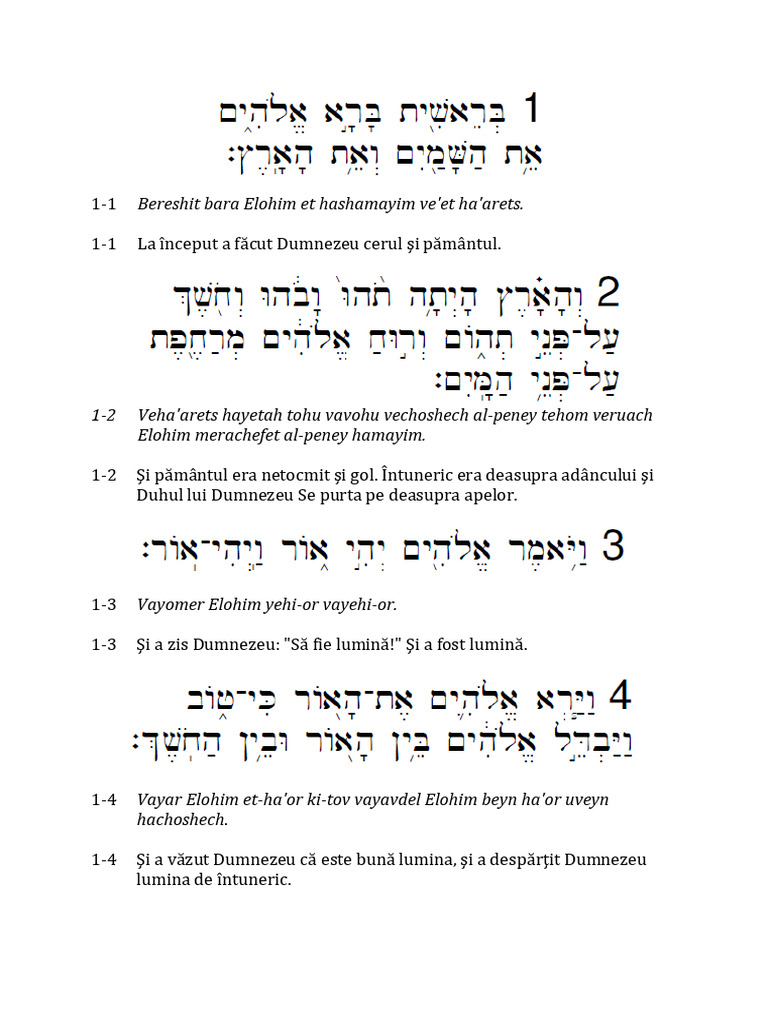 Facerea Bereshit Bara Elohim | PDF