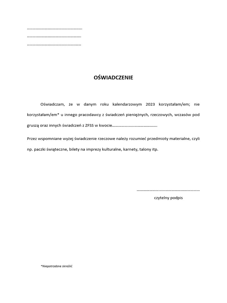O wiadczenie zf s pdf