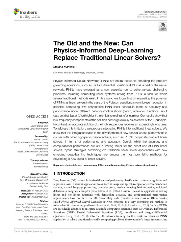 Physics-Informed Neural Networks for Solving Linear Systems | PDF ...