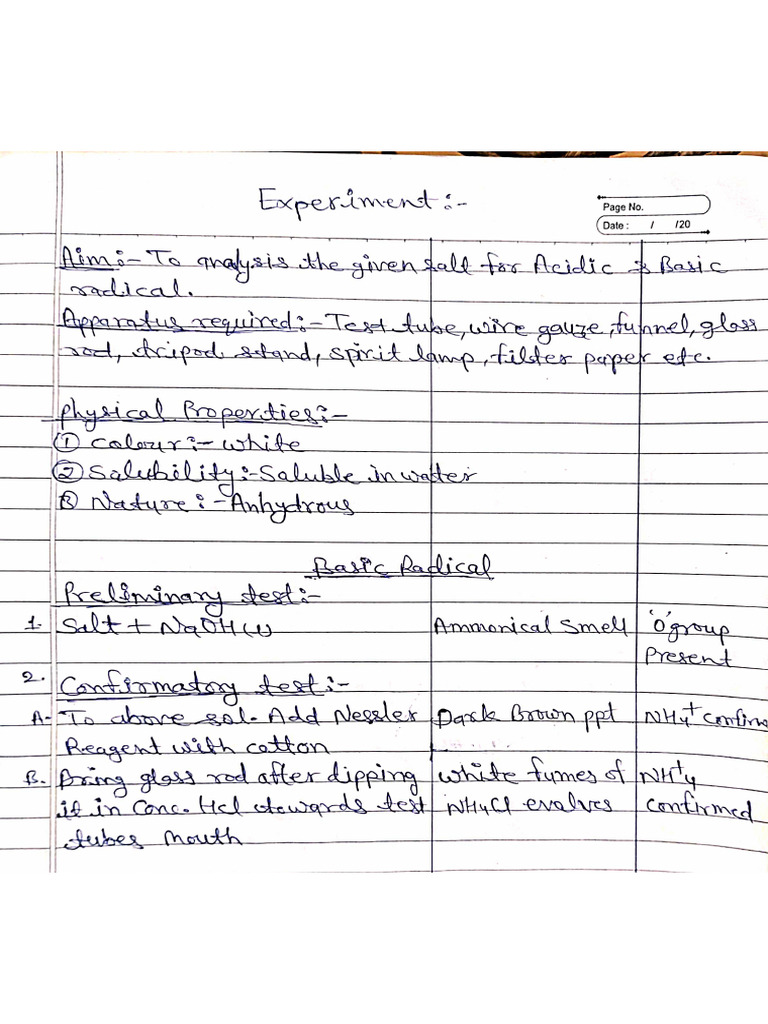 Salt Analysis Written | PDF | Science & Mathematics