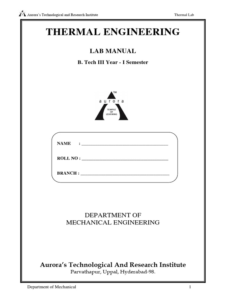 Thermal Lab Manual | PDF