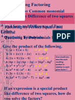 Lesson 1.2 Math 8 Factoring Diff. of Two Squares