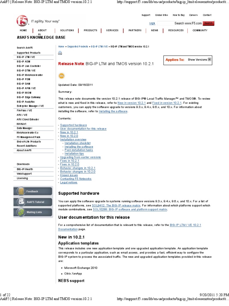 Big-Ip LTM and Tmos Version 10.2 | PDF | Transport Layer Security