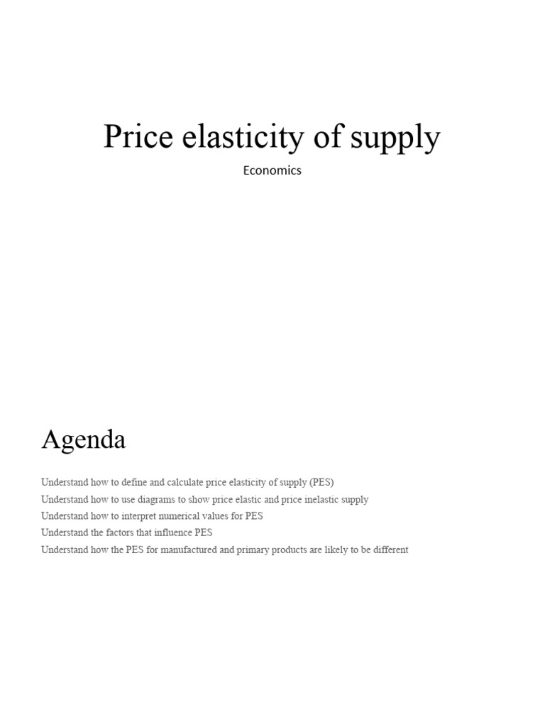 Price Elasticity of Supply PDF Supply (Economics) Elasticity