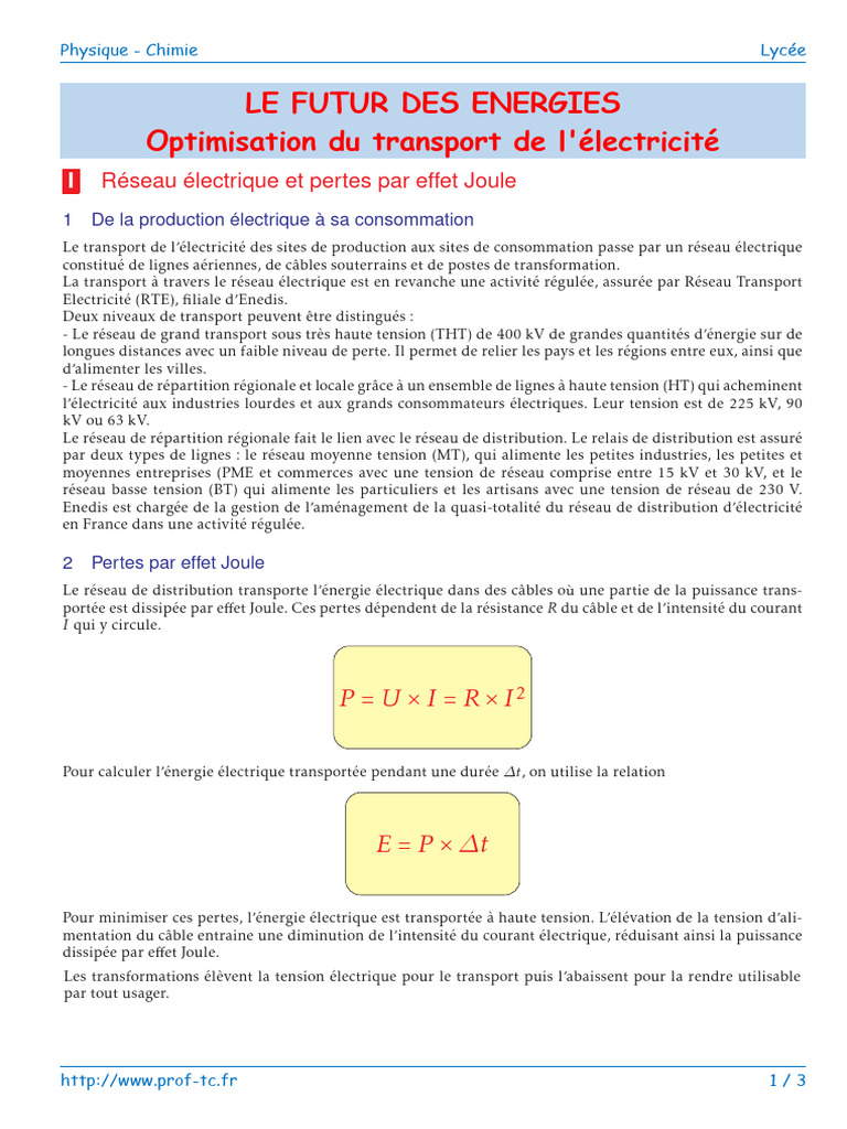 Cours - Optimisation Transport Electricite | PDF | Réseau électrique ...