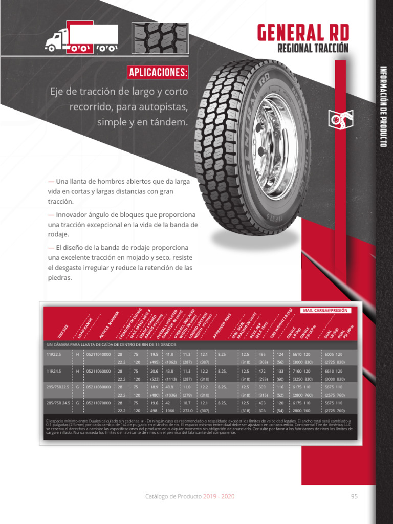 Catálogo de Llantas General RD 2019-2020 | PDF