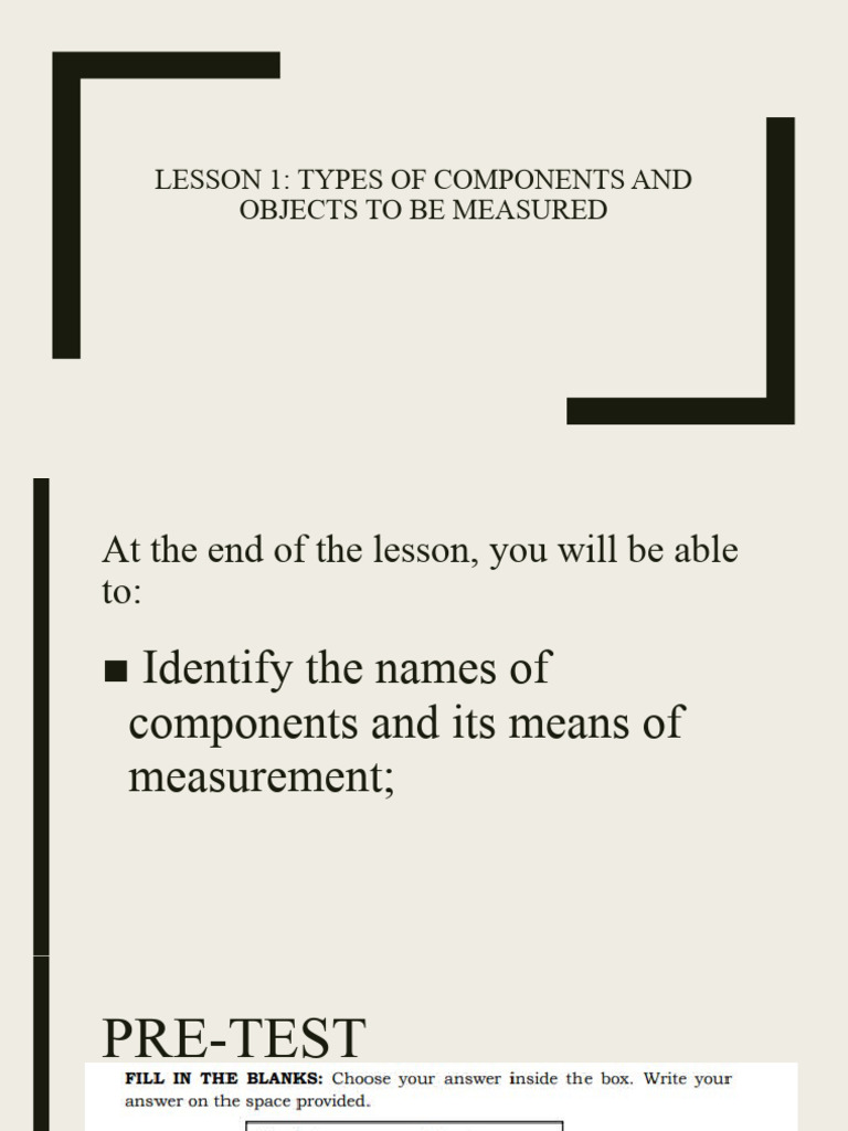 Types of Components and Objects To Be Measured PDF Computer Data