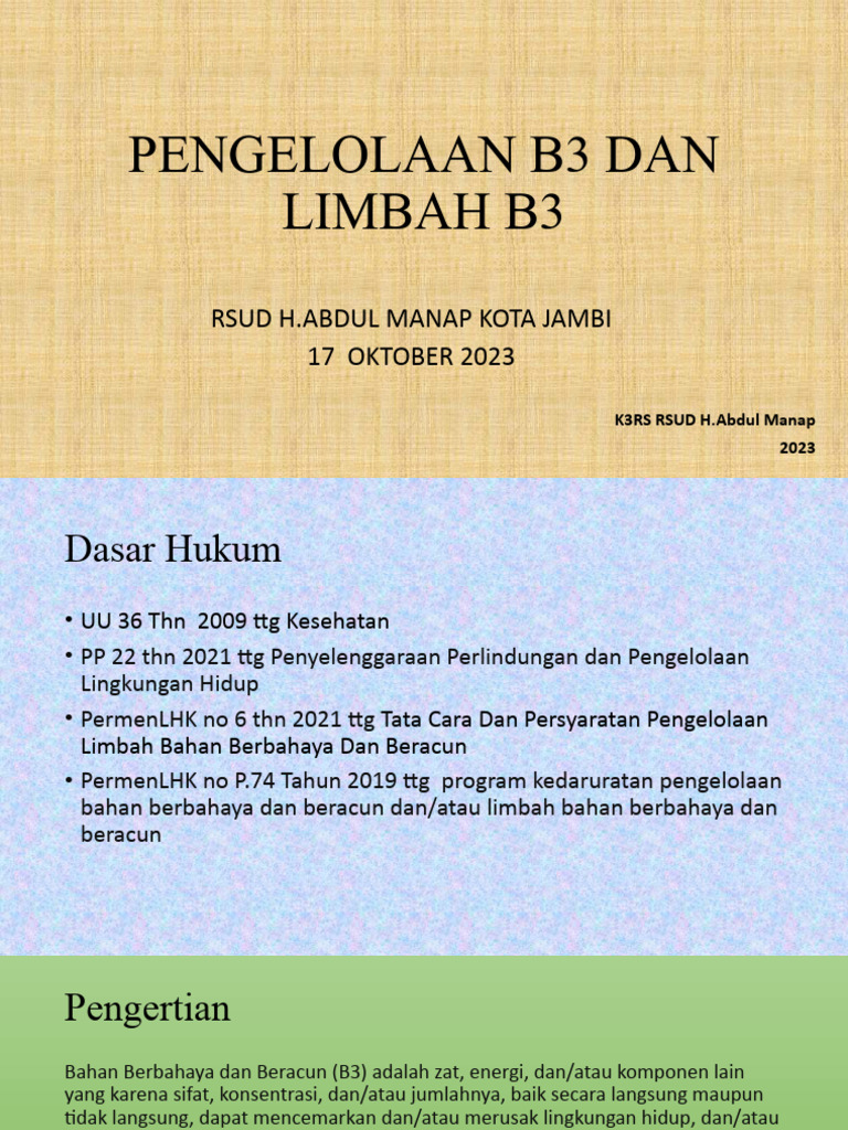 Pengelolaan Limbah B3 RSUD H. Abdul Manap | PDF