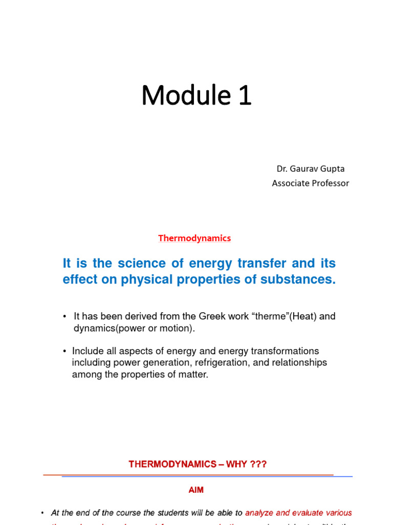 Thermodynamics Basics Module | PDF | Teaching Methods & Materials ...