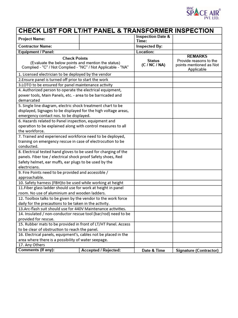 Check List For LT | PDF