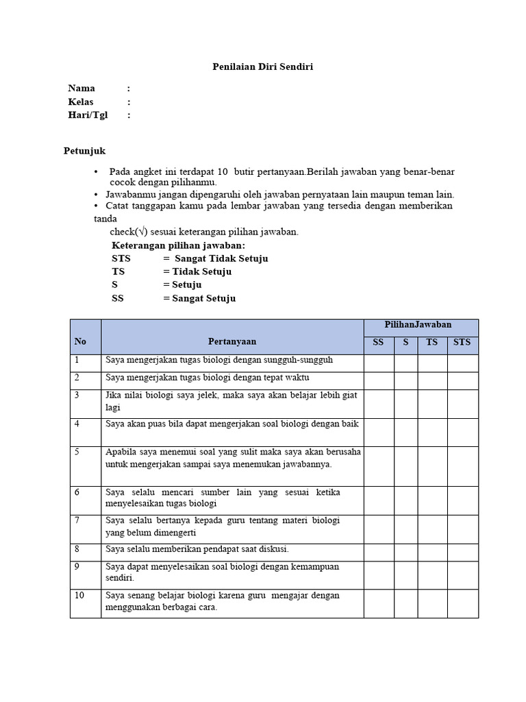 Penilaian Diri Sendiri Pdf