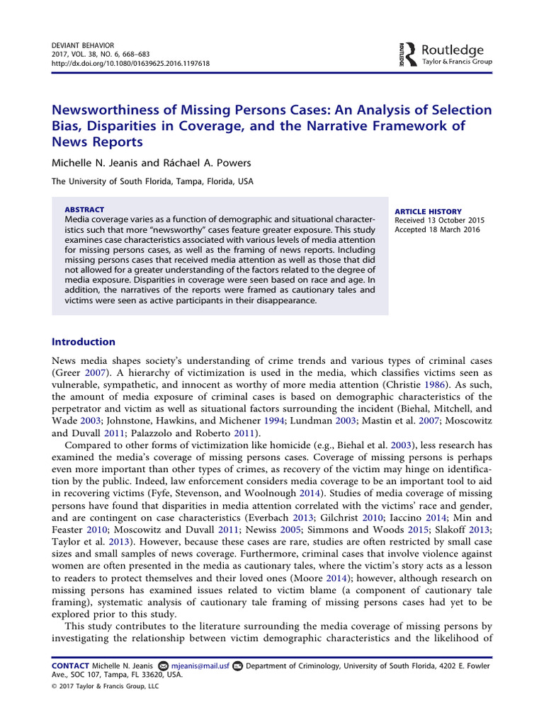 Missing Persons Media Coverage Bias Analysis | PDF | Politics | Social ...