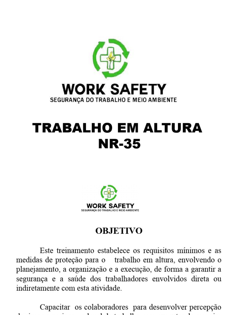 Treinamento NR 35 - Trabalho em Altura Atualizado | PDF