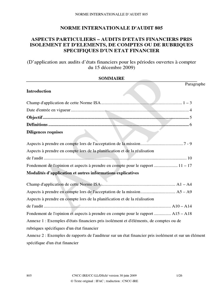 Isa 805 version 30 juin 2009 pdf