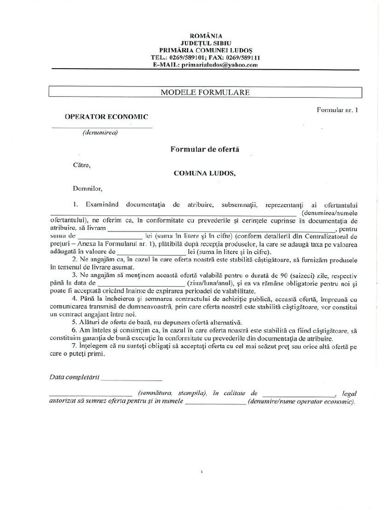 Modele Formulare | PDF