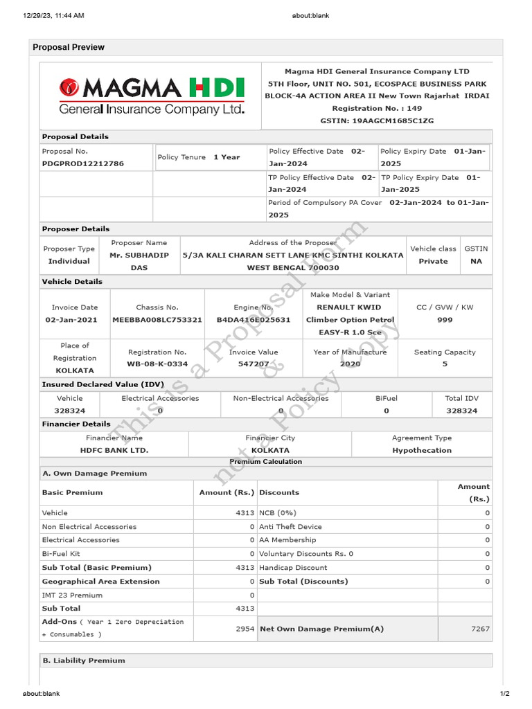SUBHADIP MAGMA FINAL QT PDF Insurance Liability Insurance