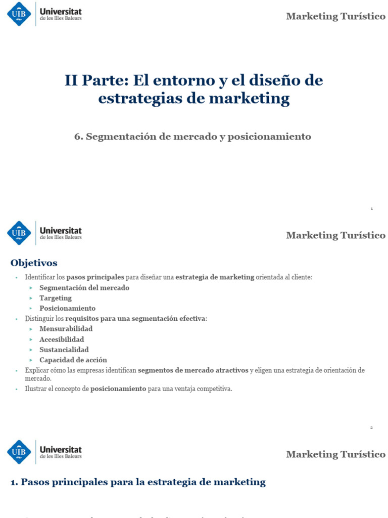 Estrategias de Marketing Turístico: Segmentación y Posicionamiento | PDF