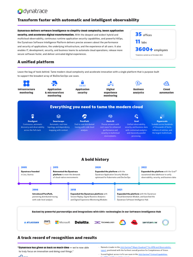 Dynatrace One Pager | PDF | Computer Engineering | Computing