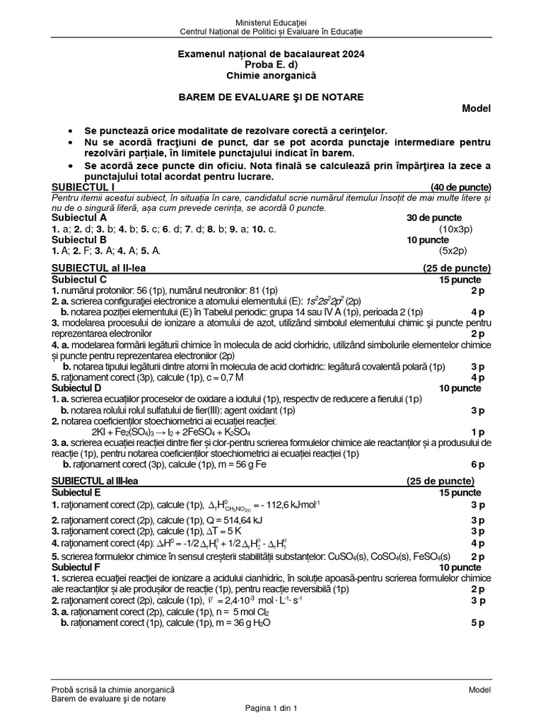 E D Chimie 2024 Bar Model PDF