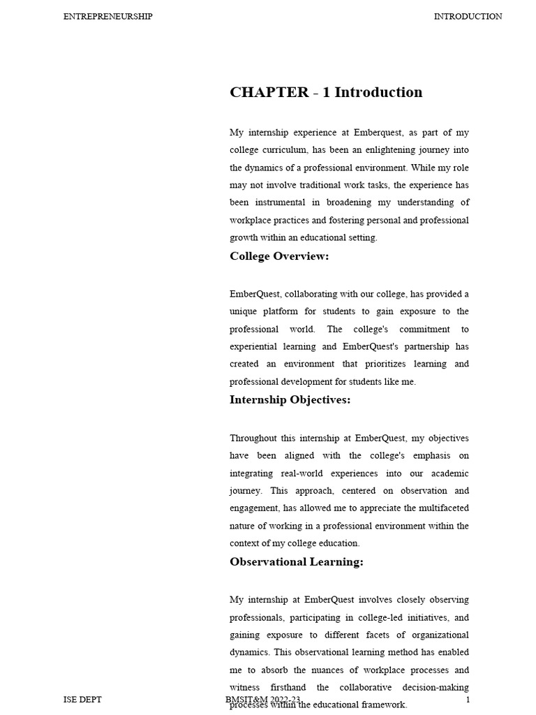 Internship Insights at Emberquest | PDF