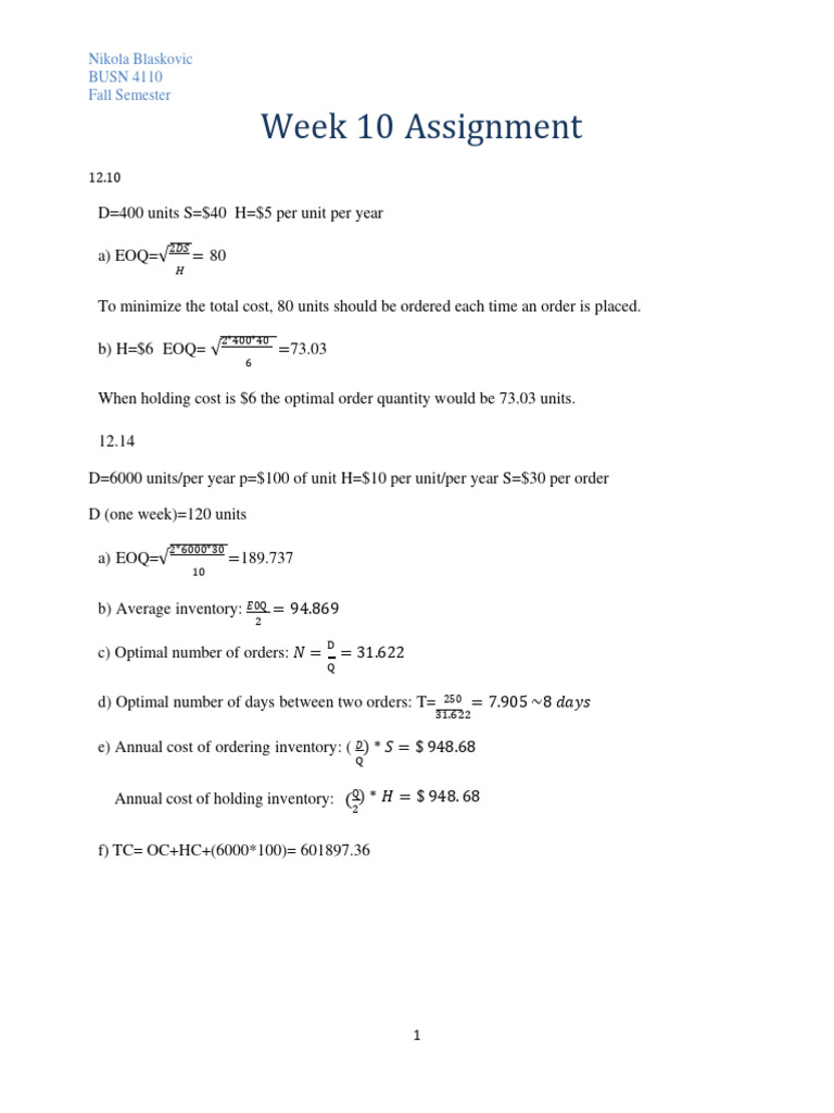 EOQ and Inventory Management Analysis | PDF